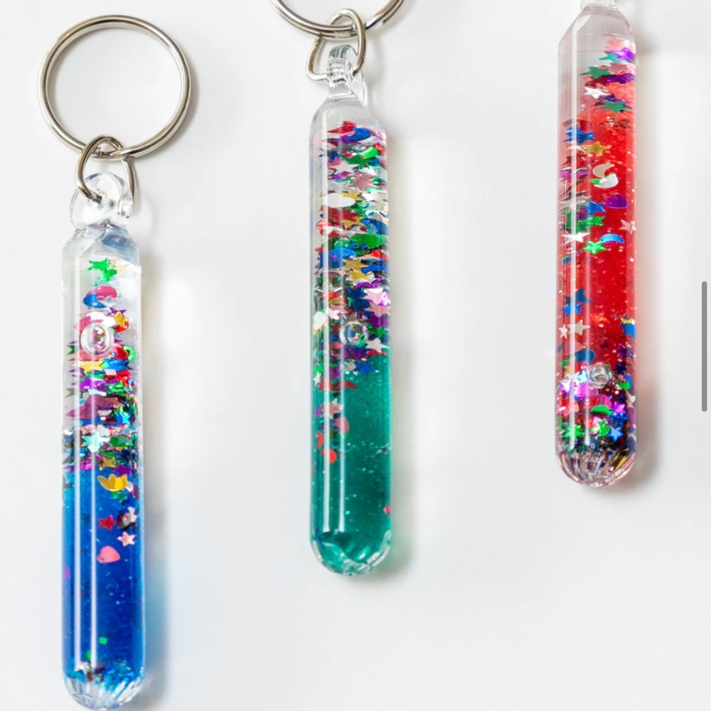 Three full sets of glitter keychains (each set has one, blue, green, and red) 🦋 - Picture 2 of 5
